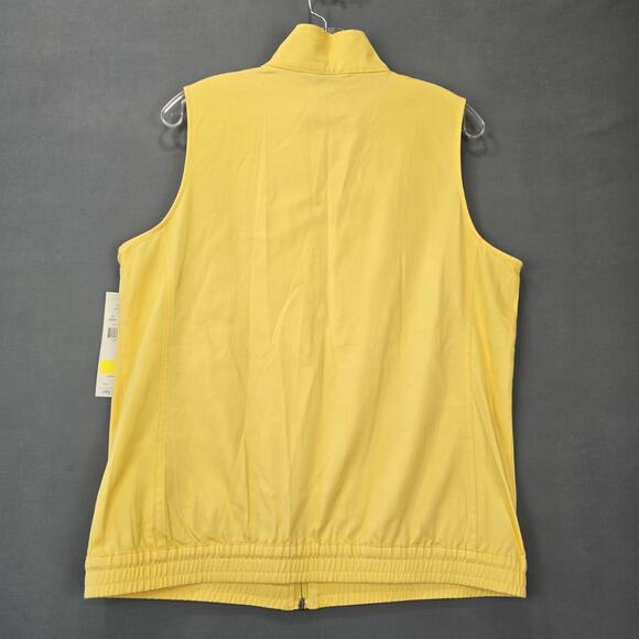 City Blues Yellow Vest NEW $48 Stretch Classic Full Zip Lightweight Women Size M - Picture 2 of 7
